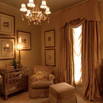 Elegant Baby's Nursery with Mirrored Furniture and Sleigh Bed Crib