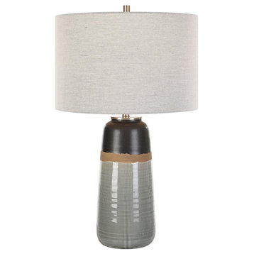 Coen 1 Light Table Lamp, Warm Gray and Aged Black Glaze with Rustic Brown
