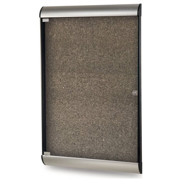Ghent's Wood 4' x 2' 1 Door Enclosed Bulletin Board with Satin Trim in Chocolate