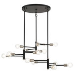 Livex Lighting Inc. - 15 Light Black Extra Large Chandelier, Brushed Nickel Accents - Simplicity and attention to detail are the key elements of the Bannister collection.  The dimensional form, exposed bulbs and combination of finishes adds a playful mood to a contemporary or urban interior. This fifteen-light asymmetrical extra large chandelier design gives a new face to a kitchen or dining room.  It is shown in a black finish with brushed nickel accents.