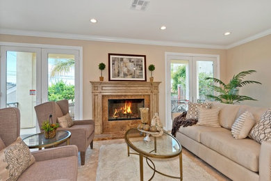 Inspiration for a mediterranean family room remodel in San Diego