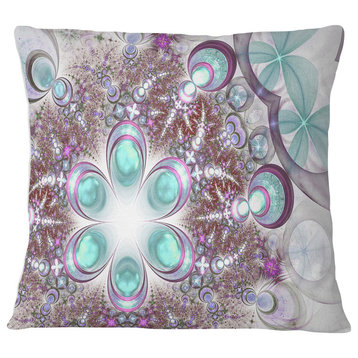 Fractal Flower of Blue Digital Art Flower Throw Pillow, 18"x18"