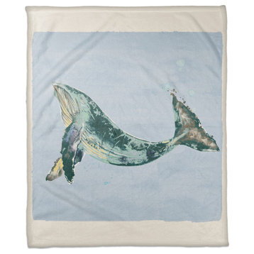 Teal Whale On Blue 50x60 Throw Blanket