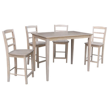 30X48 Counter Height Dining Table With 4 Madrid Counter Height Stools