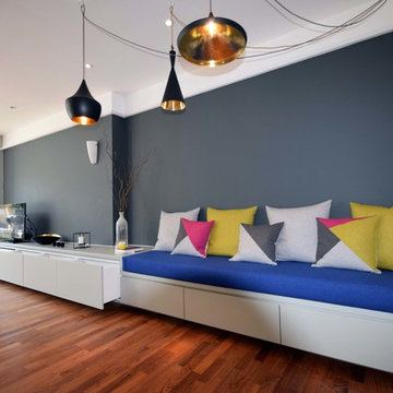 Open Plan Low Level Media Unit With Integrated Banquette Seating - Balham, Londo