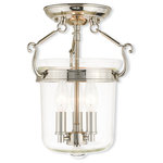 Livex Lighting - Ceiling Mount With Handcrafted Clear Glass, Polished Nickel - A hand crafted clear glass holds three candelabra bulbs in this wonderful semi flush mount bell jar lantern. Polished nickel finish adorns the hardware and round canopy.�