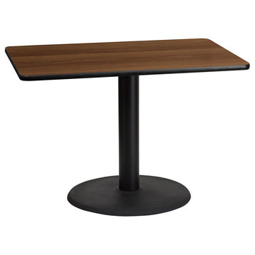 30''x42'' Rectangular Walnut Laminate Table Top With 24'' Round Table Height