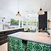 Black cabinets white countertops