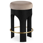 Meridian Furniture - Bocceli Upholstered Counter Stool, Taupe, Velvet, Stained Black - Indulge in the allure of the Taupe Bocceli Counter Stool by Meridian Furniture. Its captivating design and luxurious Black1 elevate any space with effortless elegance. Crafted with precision and durability in mind, this stunning piece becomes the focal point of gatherings, fostering moments of connection and warmth. Embrace sophistication and style with the Bocceli Counter Stool, a testament to exquisite taste and timeless beauty.