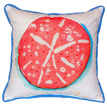 Betsy Drake Coral Sand Dollar Extra Large 22 X 22 Indoor / Outdoor White Pillow