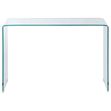 Clear Waterfall Narrow Glass Console Table, 36", 30x8