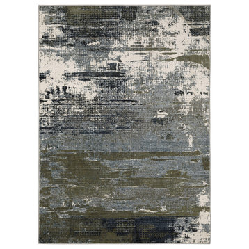 Christian Mixup Contemporary Power-Loomed Area Rug, Blue and Green, 9'10"x12'10"