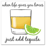 DDCG - Life Gives You Limes Add Tequila Canvas Wall Art, 16"x16" - Add a little humor to your walls with the Life Gives You Limes Add Tequila Canvas Wall Art. This premium gallery wrapped canvas features an illustration of a tequila shot with the inspirational phrase "When life gives you limes just add tequila" on a minimalist white background. The wall art is printed on professional grade tightly woven canvas with a durable construction, finished backing, and is built ready to hang. The result is a funny piece of wall art that is perfect for your bar, kitchen, gallery wall or above your bar cart. This piece makes a great gift for any optimist or cocktail lover.