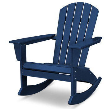 POLYWOOD Nautical Adirondack Rocking Chair, Navy