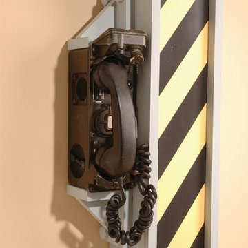 Construction site toy trucks wall