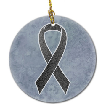 Black Ribbon For Melanoma Cancer Awareness Ceramic Ornament An1216Co1