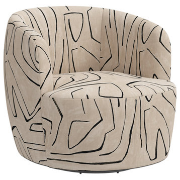 Swivel Chair, Grafitto Linen Onyx