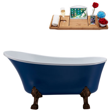55" Streamline NAA370ORB-IN-ORB Clawfoot Tub and Tray With Internal Drain