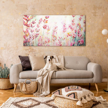 Hand-painted floral wall art - Textured abstract canvas "July"