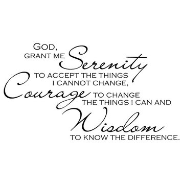 Decal Vinyl Wall Sticker God Grant Me Serenity Quote, Black