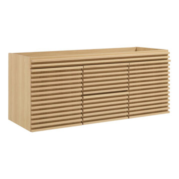 Render 48" Wall-Mount Bathroom Vanity Cabinet, Oak