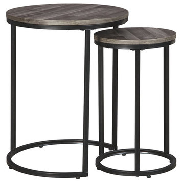 Ashley Briarsboro 2 Piece Nesting End Table Set in Gray and Black