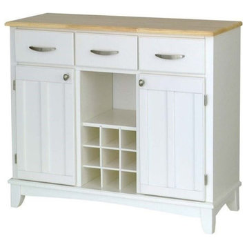 Bowery Hill Wine Rack Buffet with Natural Wood Top in White