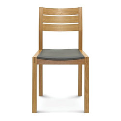 Myola Natural Oak Timber Dining Chair w Black Pad - Dining Chairs