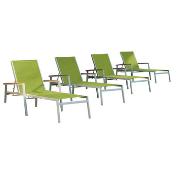 Travira 8-Piece Chaise Lounge Set, Sling: Go Green, Natural Tekwood