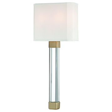2-Light Wall Sconce - 8 Inches Wide by 21.5 Inches High-Aged Brass Finish