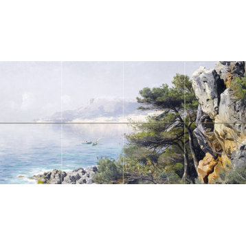 Tile Mural Landscape view of Monte Carlo Bay Backsplash 6" Marble