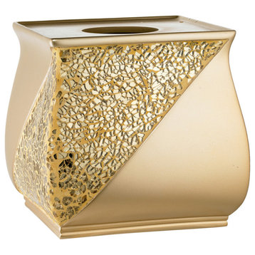 Popular Bath Sinatra Gold Bath Accessories Tissue Box - 6"H x 6"W x 6"D