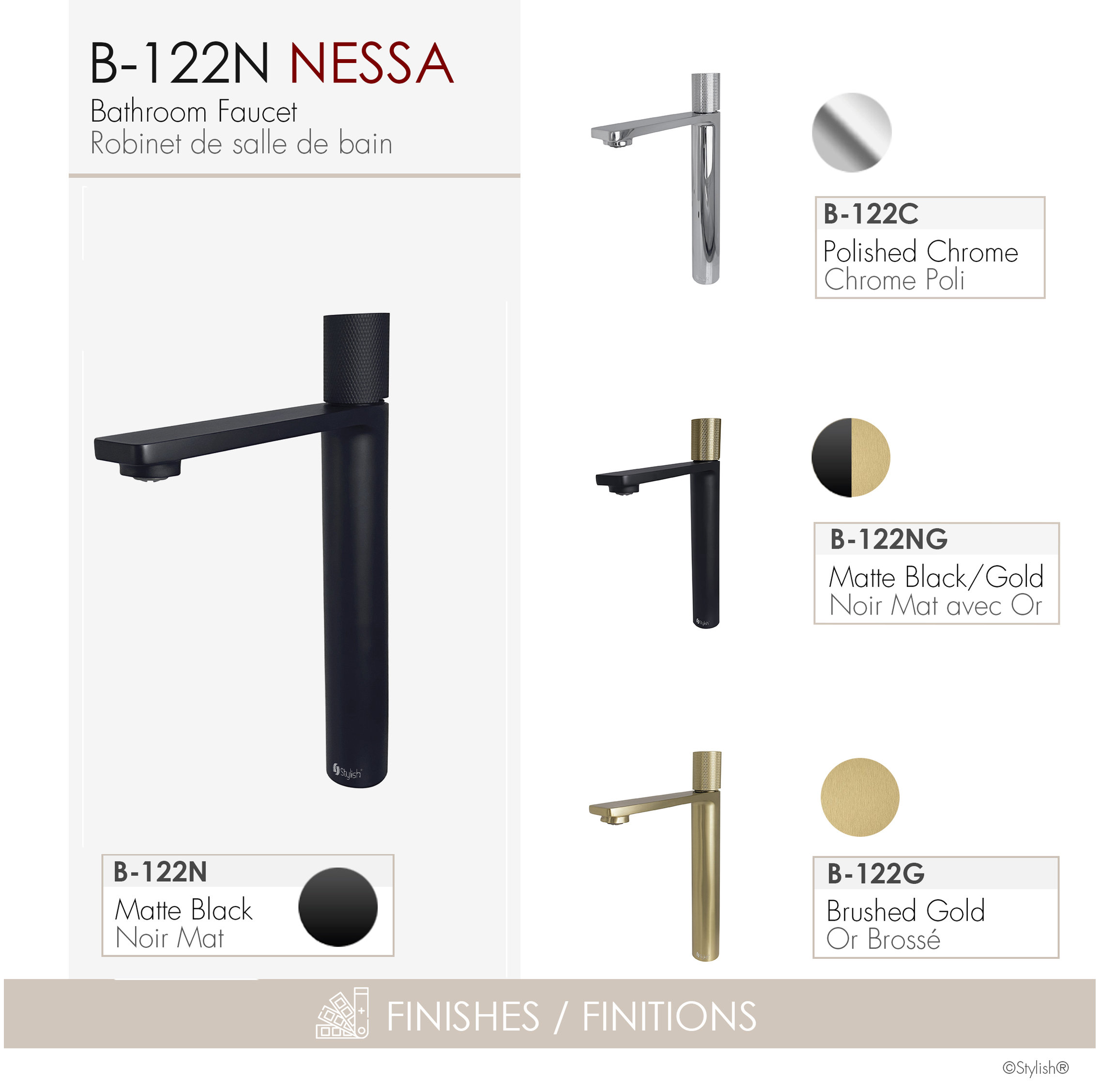STYLISH Nessa Single Handle 12 1/2" Matte Black Vessel Bathroom Faucet