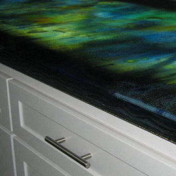"Deep ocean" island kitchen countertop