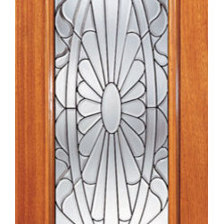 Contemporary Oval Design Beveled Glass Front Single Door, Full Lite - Front Doors