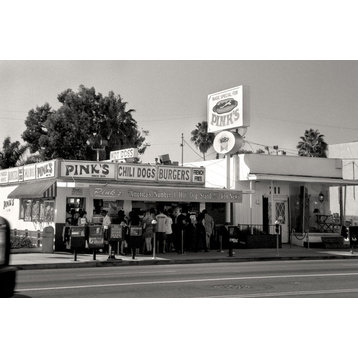 Pink's Hot Dog Stand, Los Angeles Prints, Black and White Photography, 20"x30"