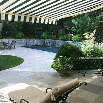 Lap Pool and Flagstone Patio with Awning