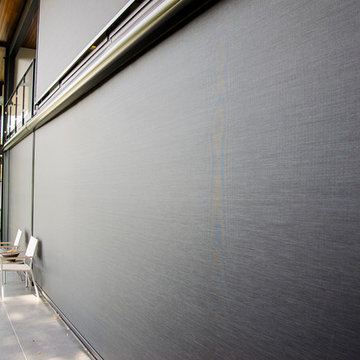 Rainier Shade Power Screens on Modern Home in West Seattle