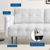 Tufted Sofa, Fabric, White, Modern, Living Lounge Room Hotel Lobby Hospitality
