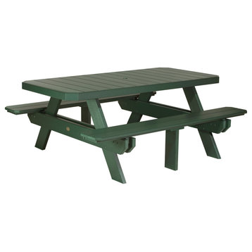 Poly 6' Rectangle Picnic Table, Green