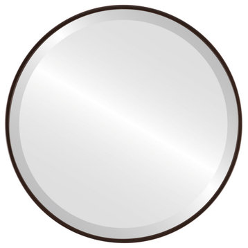 Medina Framed Round Mirror, Black Walnut, 15"x15"
