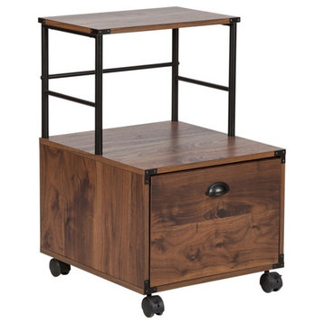 Saint Birch Bombay Modern Wood Mobile File Cabinet with Casters in Walnut