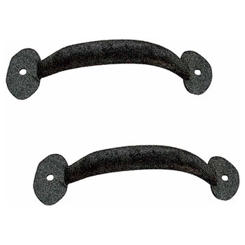 Door or Drawer Pull Bean Black Wrought Iron 4 7/8 inches