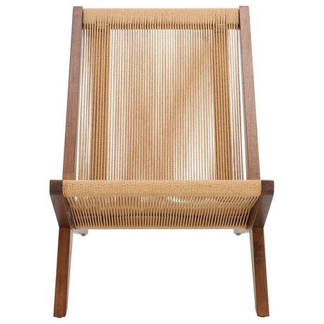 Safavieh Couture Trisha Folding Rope Accent Chair, Walnut/Natural