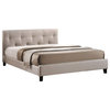 Bed With Upholstered Headboard, Beige, Full