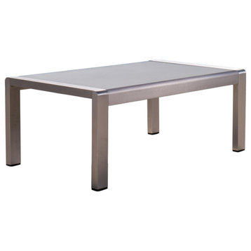 GDF Studio Coral Bay Outdoor Aluminum Coffee Table With Glass Top