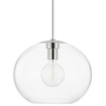 Mitzi by Hudson Valley Lighting - Margot 1-Light Extra Large Pendant, Polished Nickel Finish, Clear Glass - Though it comes in a variety of forms, one thing stays the same about Margot: Its transparent glass shade is not a perfect circle, and the pretty Bulbs (Not Included) underneath it is, making for a contrast both elegant and subtle.