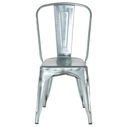 Industrial Dining Chairs PoliVaz Metal Tolix-style Cafe Chair, Silver Metal