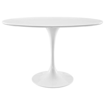 Modway Lippa 48" Oval Lacquered MDF Wood Top Dining Table in White
