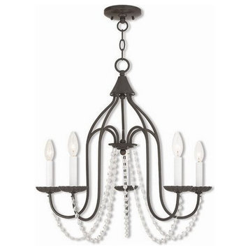 Traditional French Country Farmhouse Five Light Chandelier-English Bronze